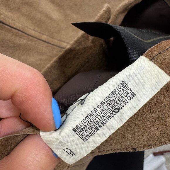 Vintage Suede Leather Mini Pencil Skirt Brown Tan L 13 Western Boho Chic Fall - Picture 6 of 11